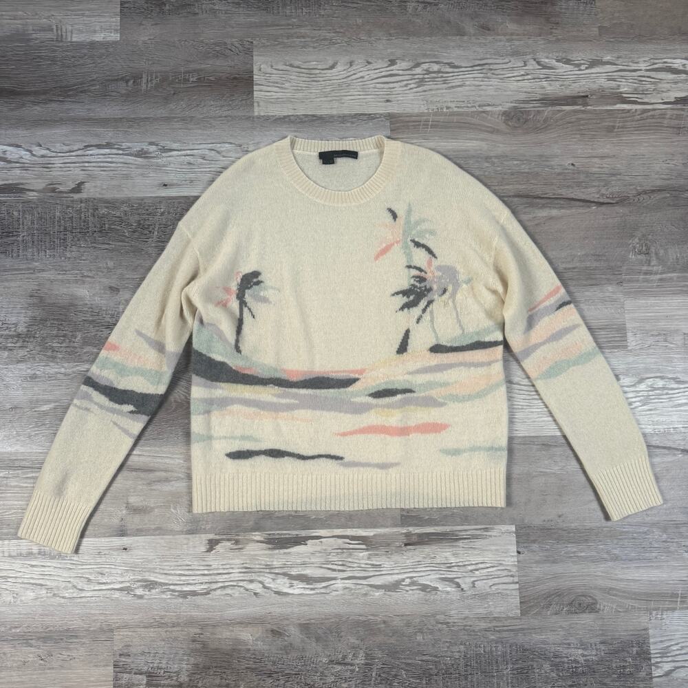 360Cashmere Palm Tree Cashmere Sweater Coastal Resort Quiet Luxury Crewneck L